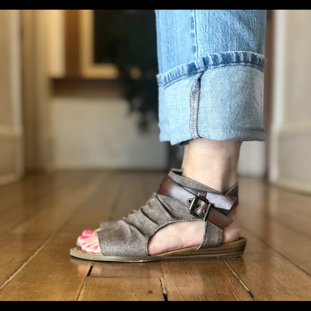 🐠BLOWFISH BROWN PEEP TOE SIDE ZIPPER SANDALS 🐠 - Picture 3 of 13